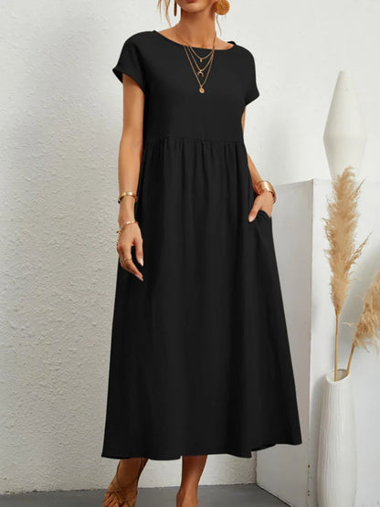 Vestido maxi oversize de lino y algodón