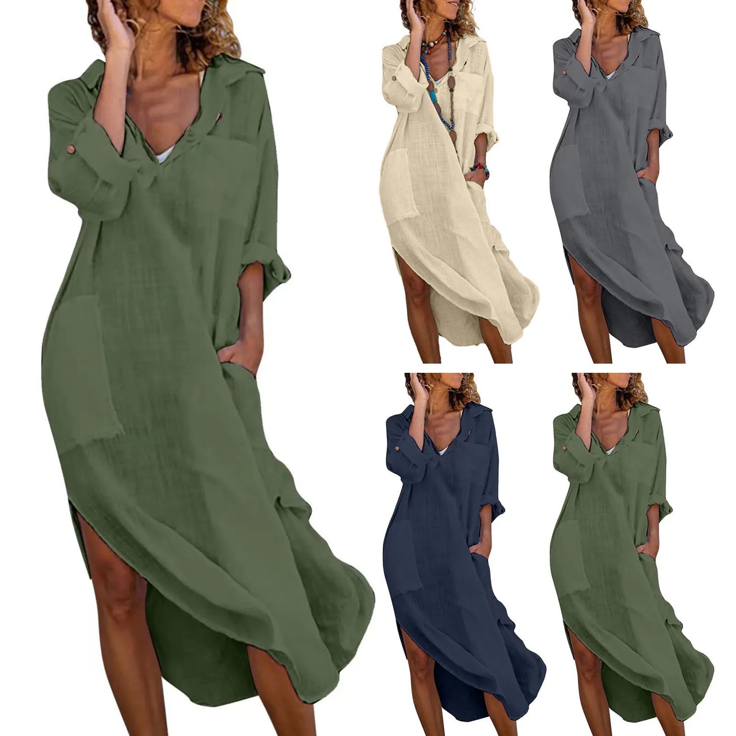 Vestido camisero midi oversize