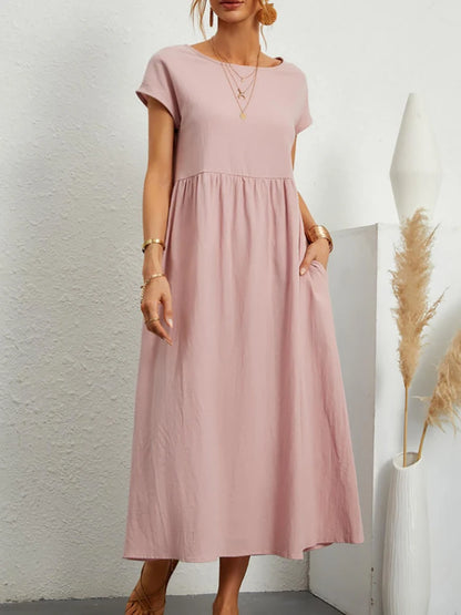 Vestido maxi oversize de lino y algodón