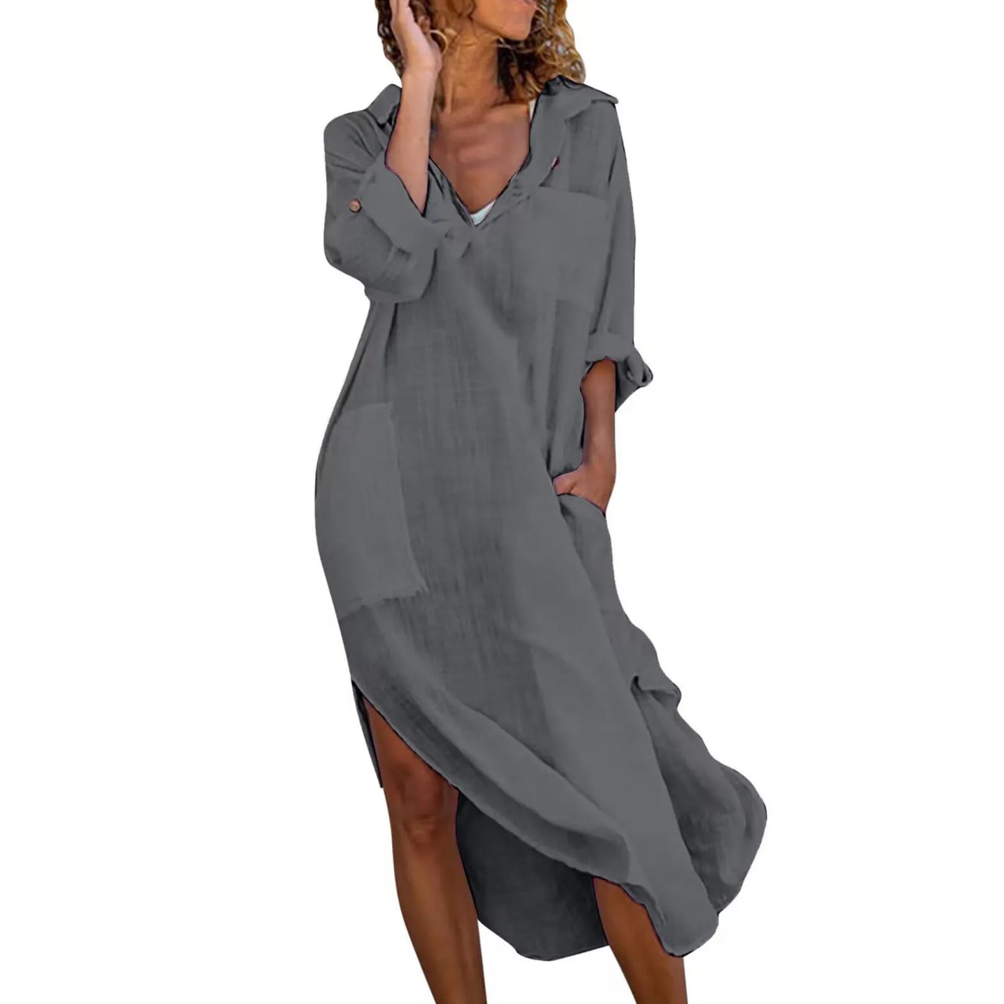 Vestido camisero midi oversize