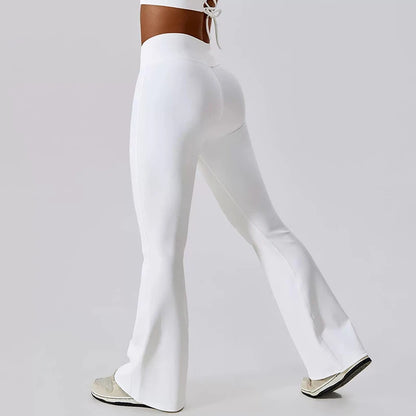 Pantalones Deportivos Acampanados de Cintura Alta Cruzada para Mujer