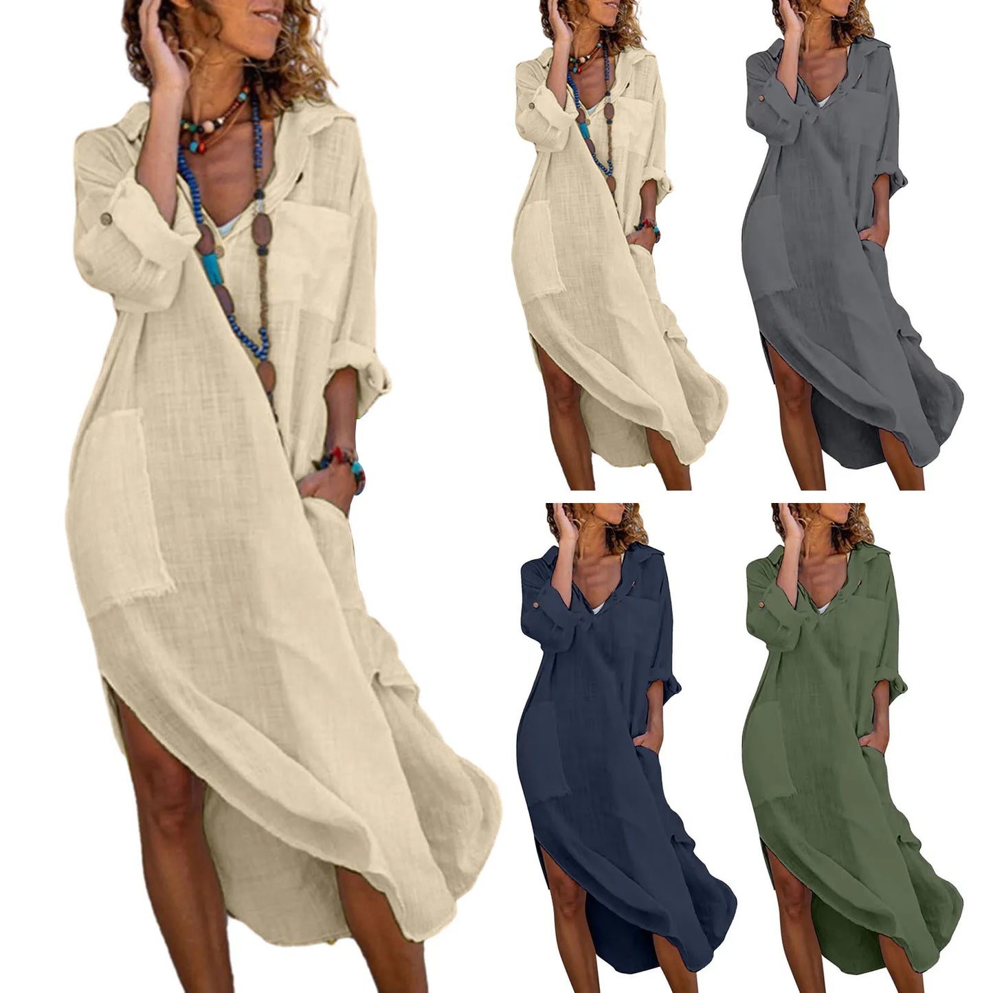 Vestido camisero midi oversize
