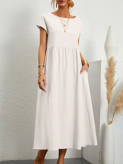 Vestido maxi oversize de lino y algodón