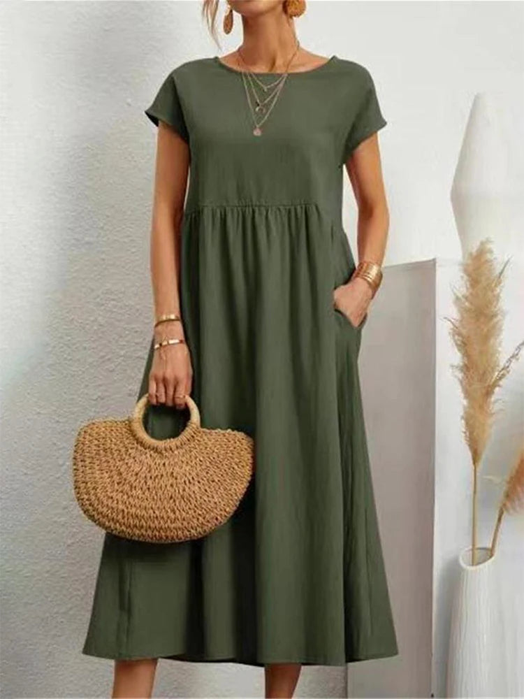 Vestido maxi oversize de lino y algodón
