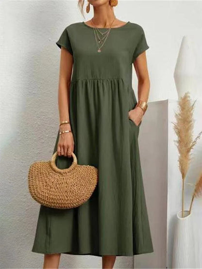 Vestido maxi oversize de lino y algodón