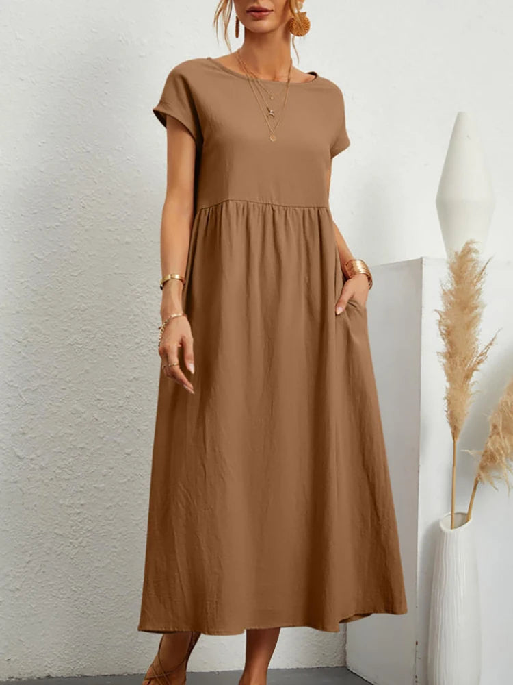 Vestido maxi oversize de lino y algodón