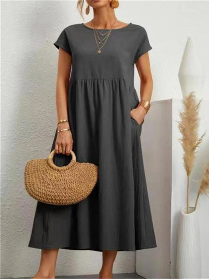 Vestido maxi oversize de lino y algodón