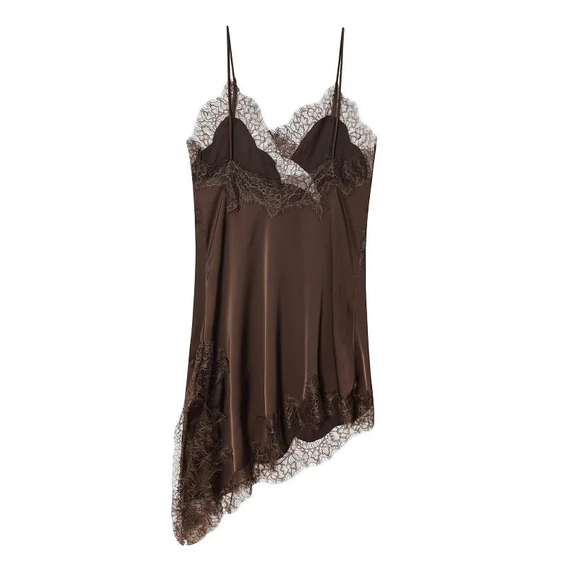 Vestido de Satén Negro con Encaje