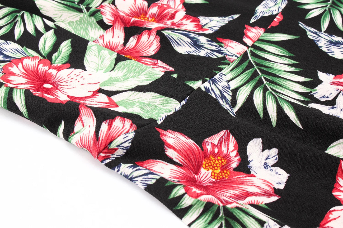 Vestido floral vintage de vuelo amplio — estilo años 50
