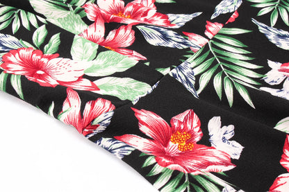 Vestido floral vintage de vuelo amplio — estilo años 50