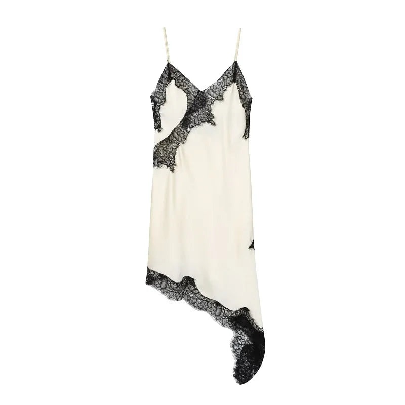 Vestido de Satén Negro con Encaje