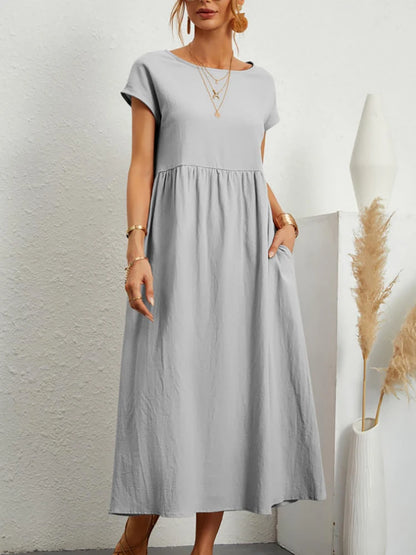 Vestido maxi oversize de lino y algodón