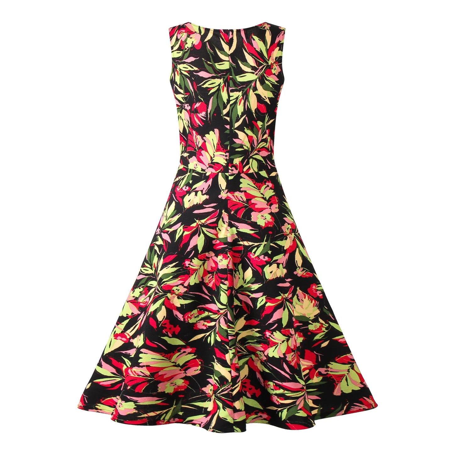 Vestido floral vintage de vuelo amplio — estilo años 50