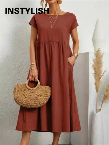 Vestido maxi oversize de lino y algodón