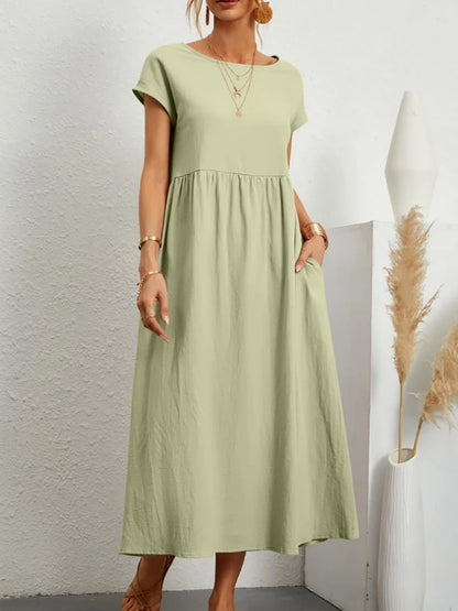 Vestido maxi oversize de lino y algodón